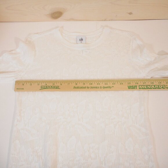 CAbi White Lacey Pullover Spring 23, #6389 Women's size XS Sweater Open-Knit - Picture 5 of 9